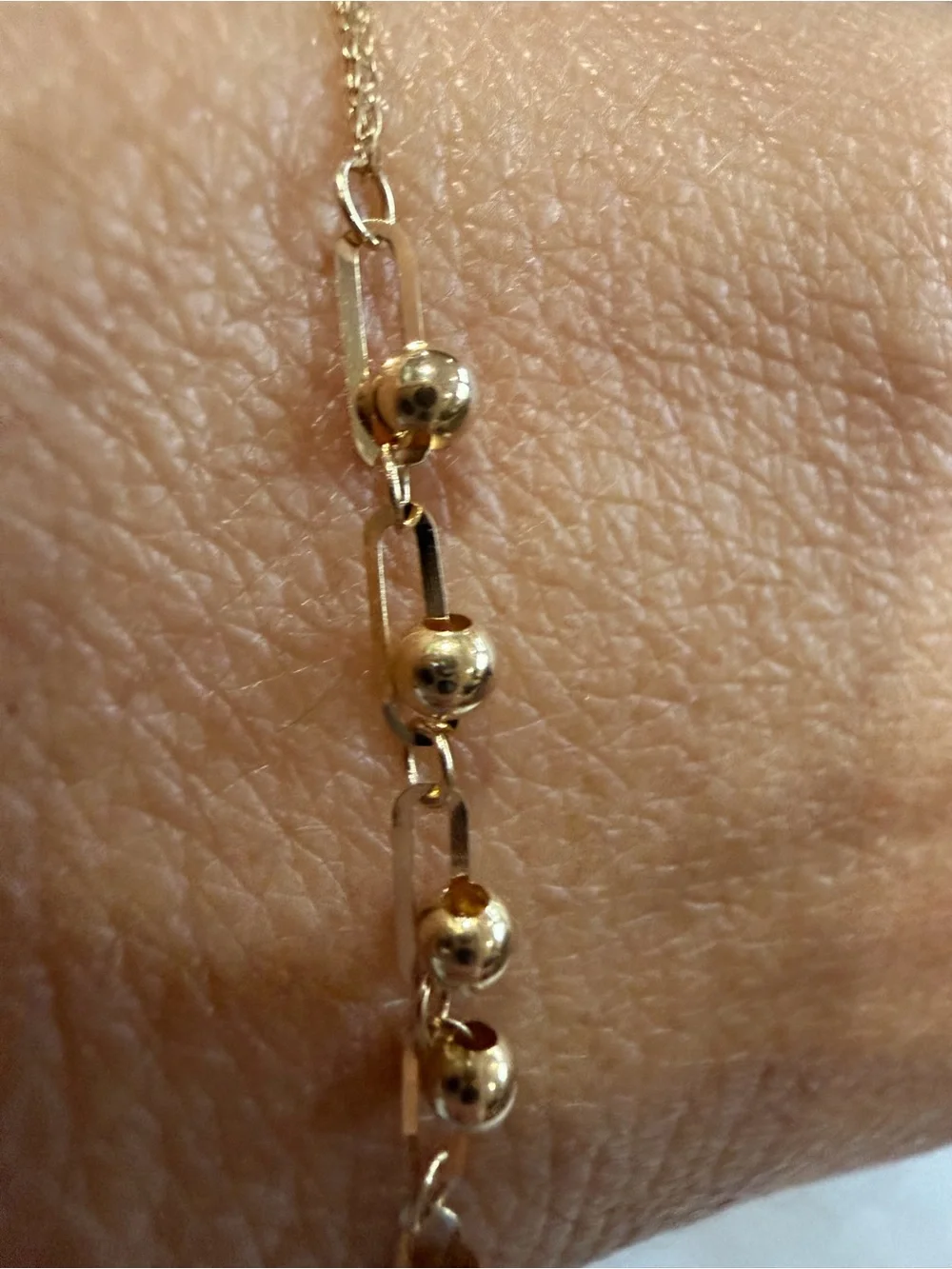 18K Solid Gold Italian Bead Link Bracelet | Adjustable | Certified